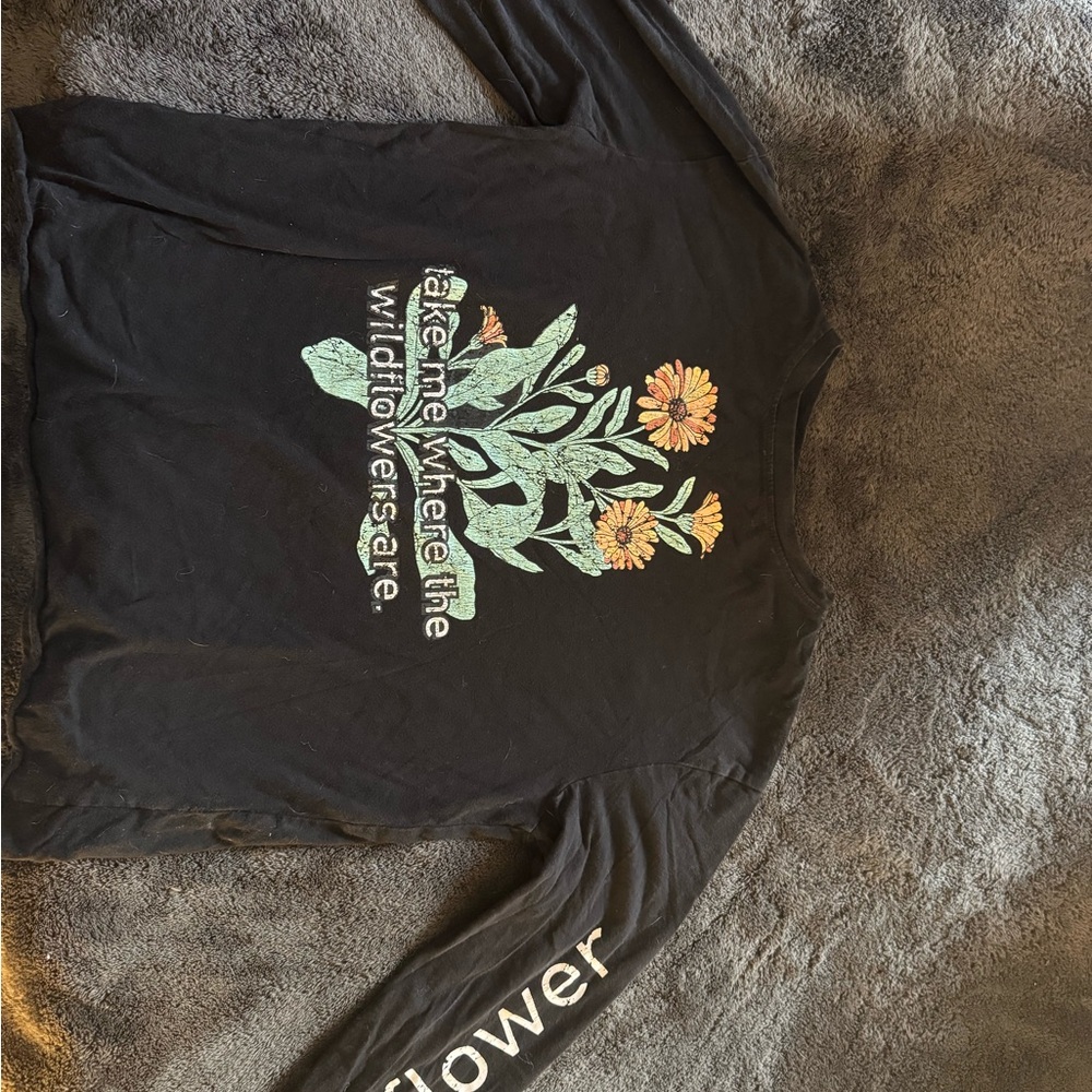 Vibe Black Shirt with Floral Accents